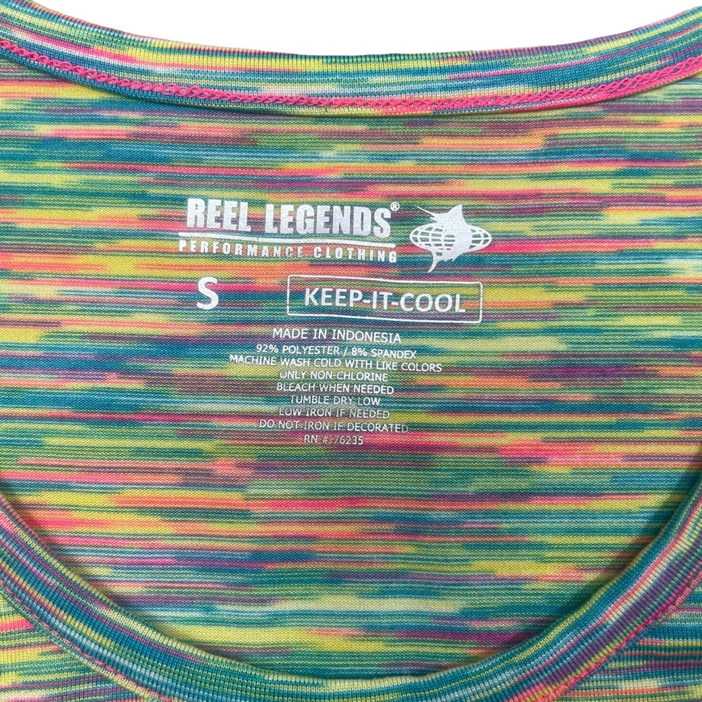 Reel Legends Small Performance Ruched Sides Multi Colored Stripes Tank - Picture 3 of 5